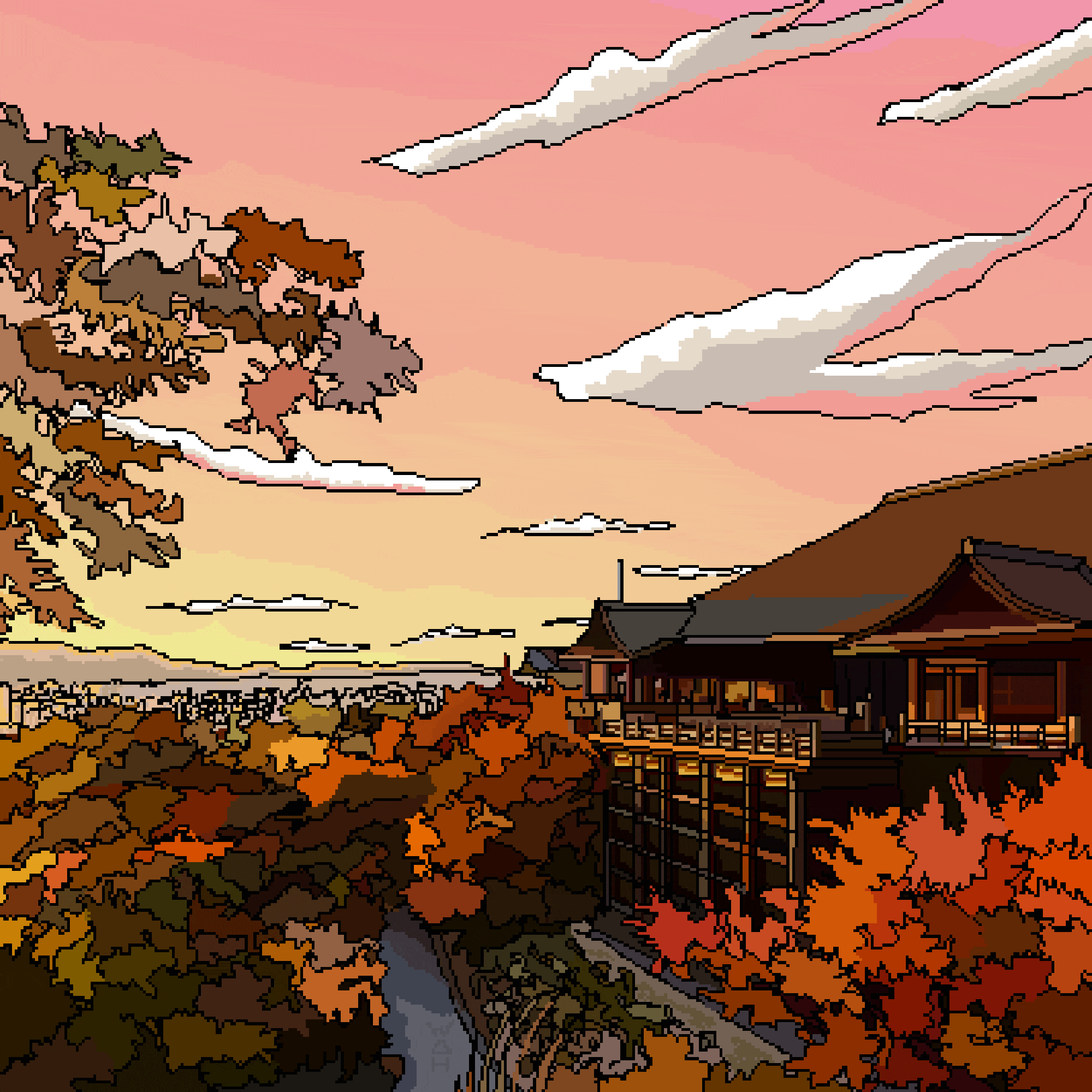 Kyomizu-dera Pixel Art