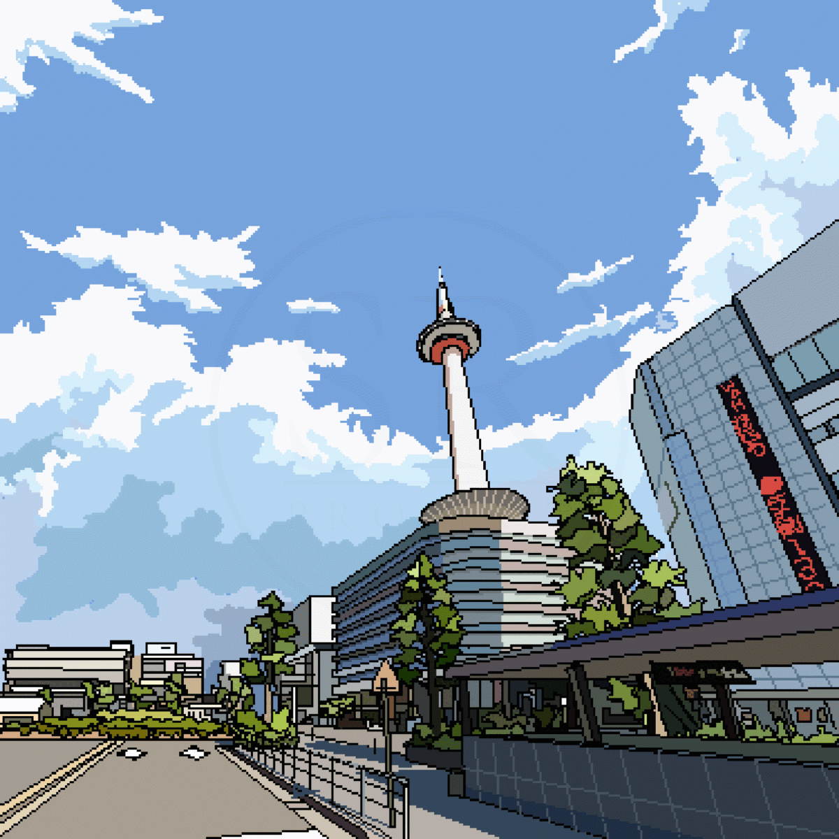 kyoto tower pixel art
